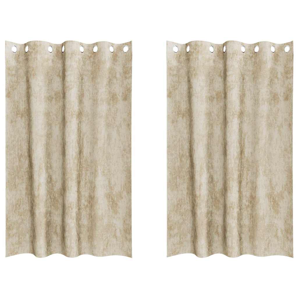 vidaXL Zasłony z weluru z zasłonami 2 pcs Kremowy 175 x 140 cm Aksamit
