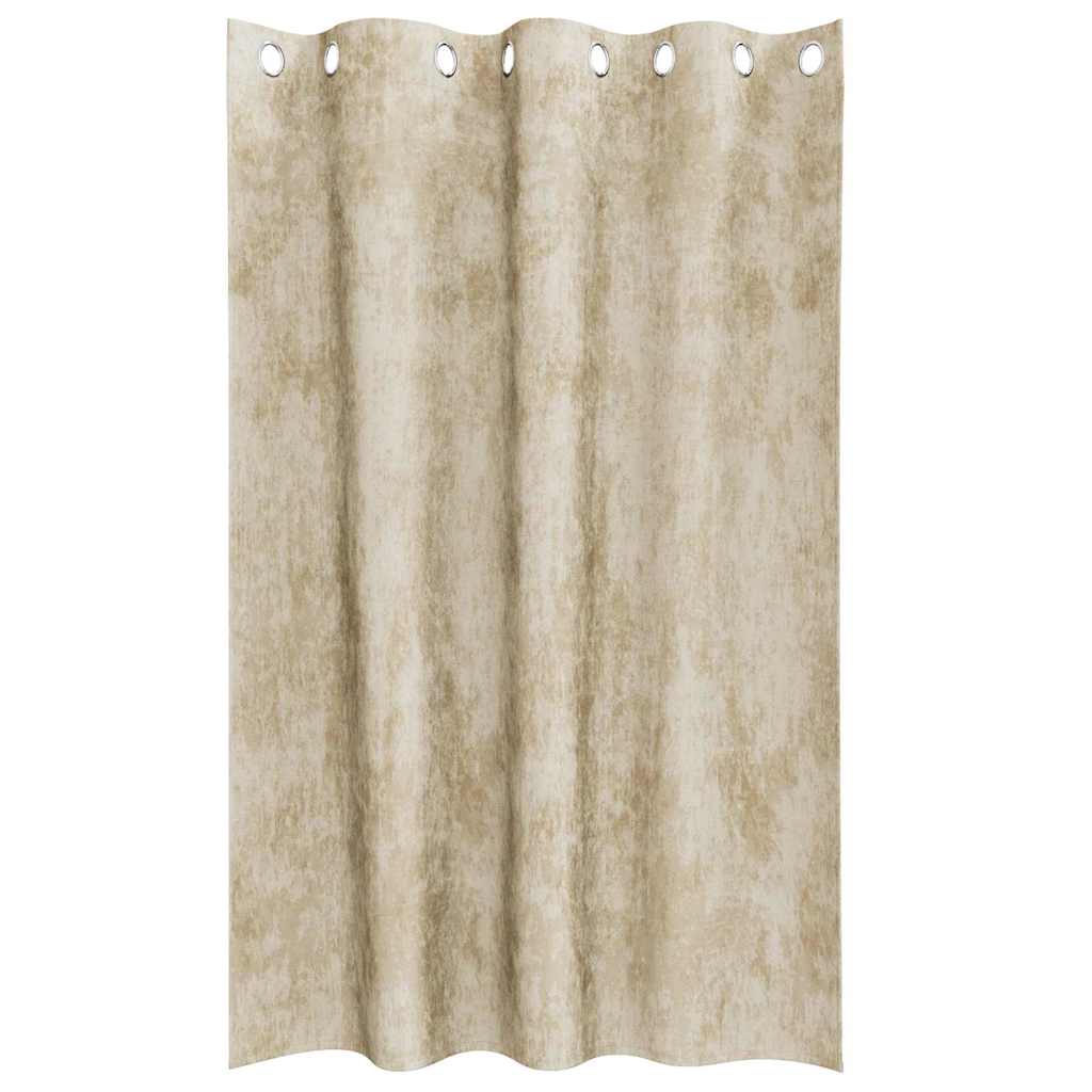 vidaXL Zasłony z weluru z zasłonami 2 pcs Kremowy 175 x 140 cm Aksamit