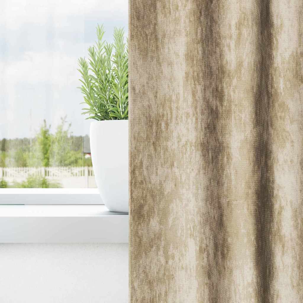 vidaXL Zasłony z weluru z zasłonami 2 pcs Kremowy 225 x 140 cm Aksamit
