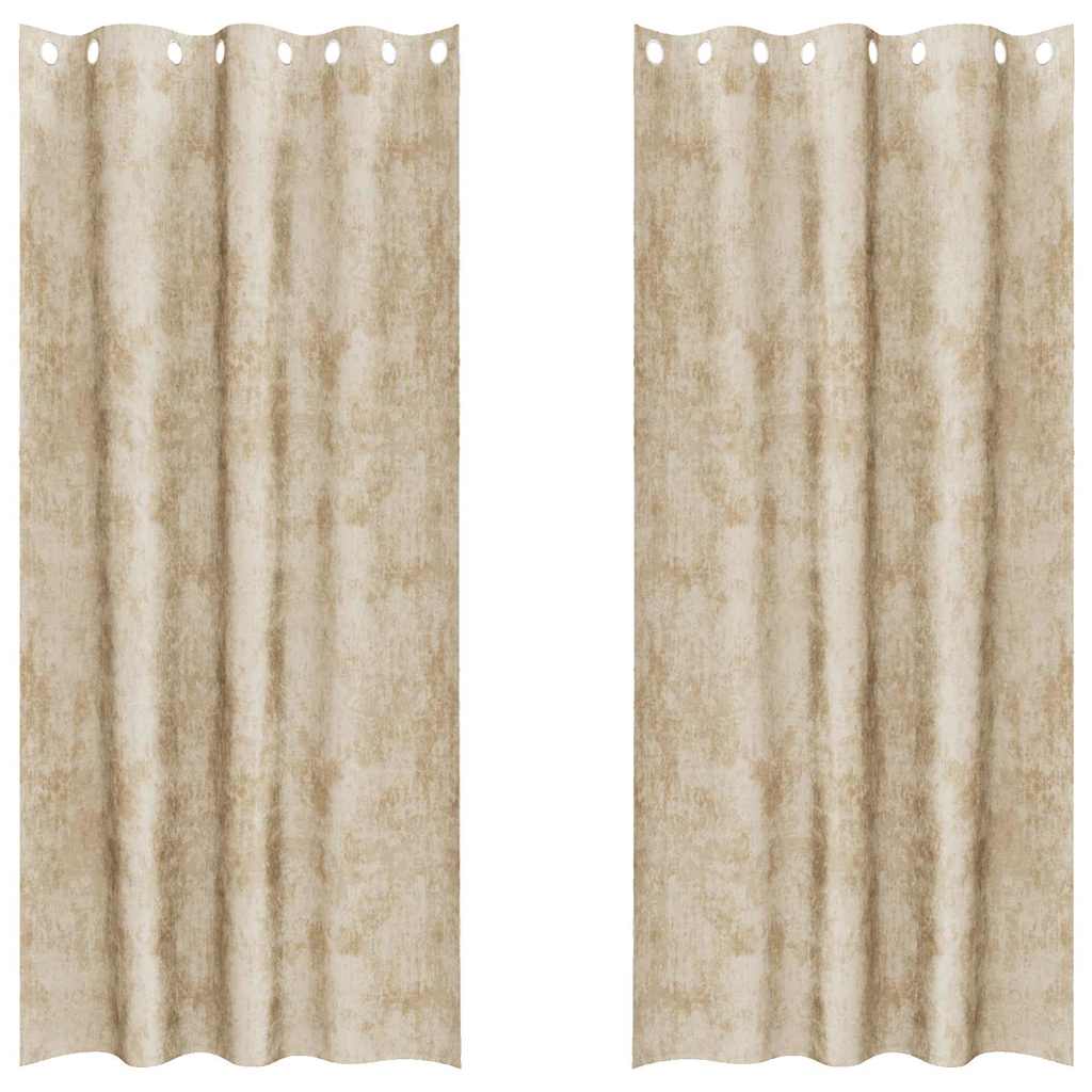 vidaXL Zasłony z weluru z zasłonami 2 pcs Kremowy 260 x 140 cm Aksamit