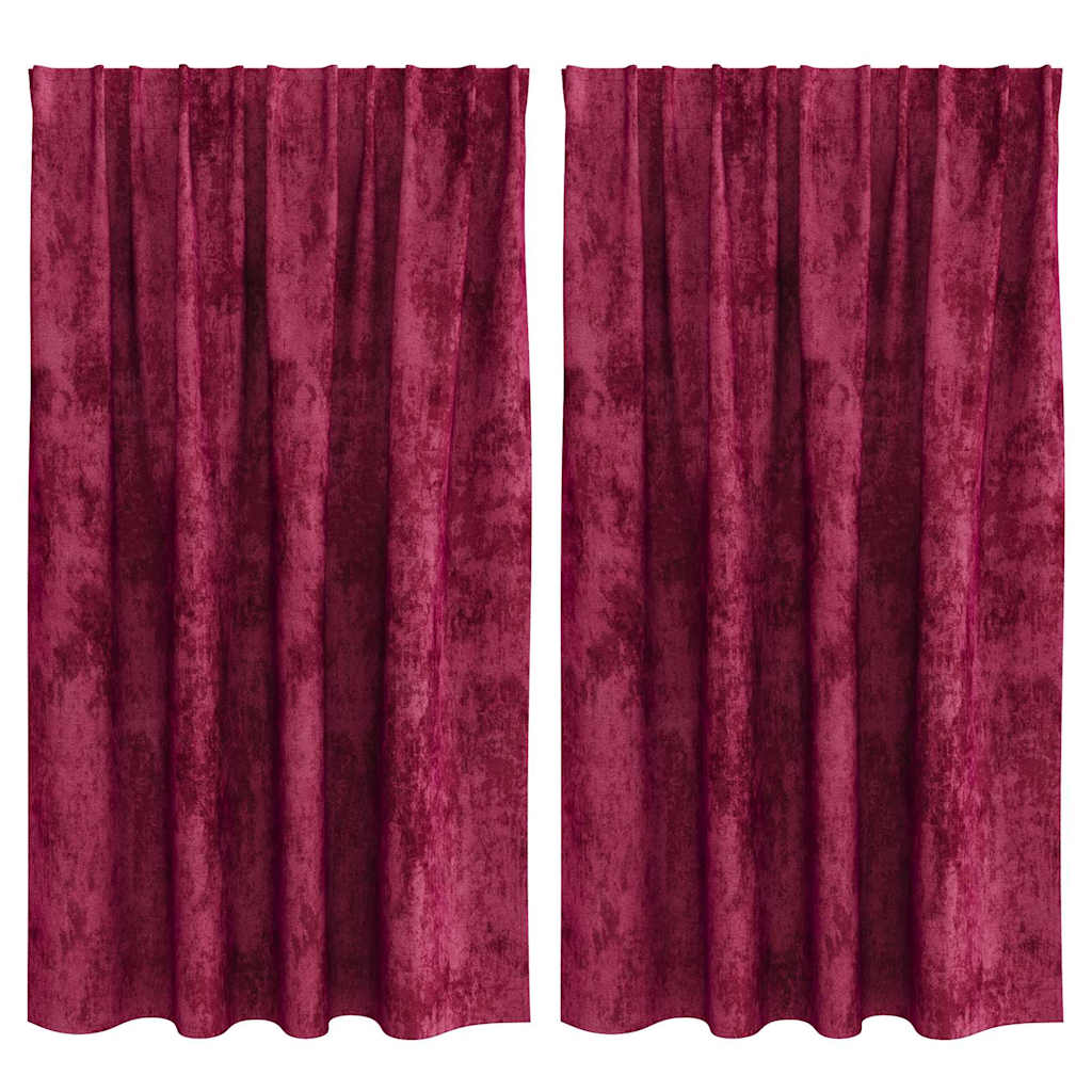 vidaXL Zasłony z weluru 2 pcs czerwone wino 140 x 140 cm Aksamit