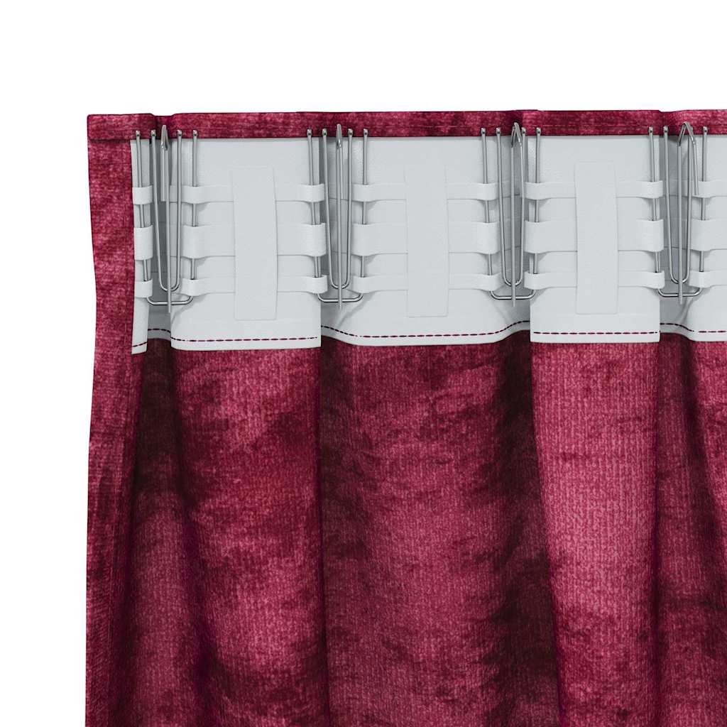 vidaXL Zasłony z weluru 2 pcs czerwone wino 175 x 140 cm Aksamit