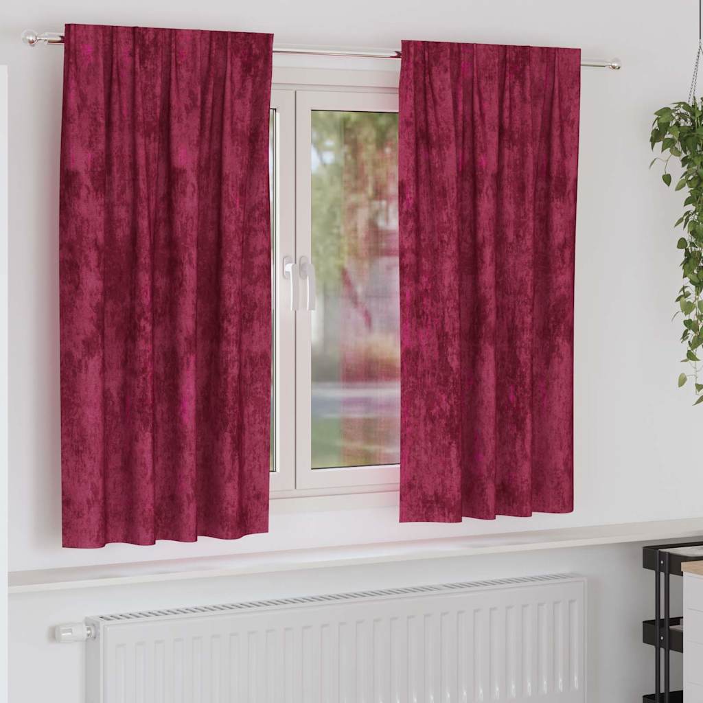vidaXL Zasłony z weluru 2 pcs czerwone wino 175 x 140 cm Aksamit