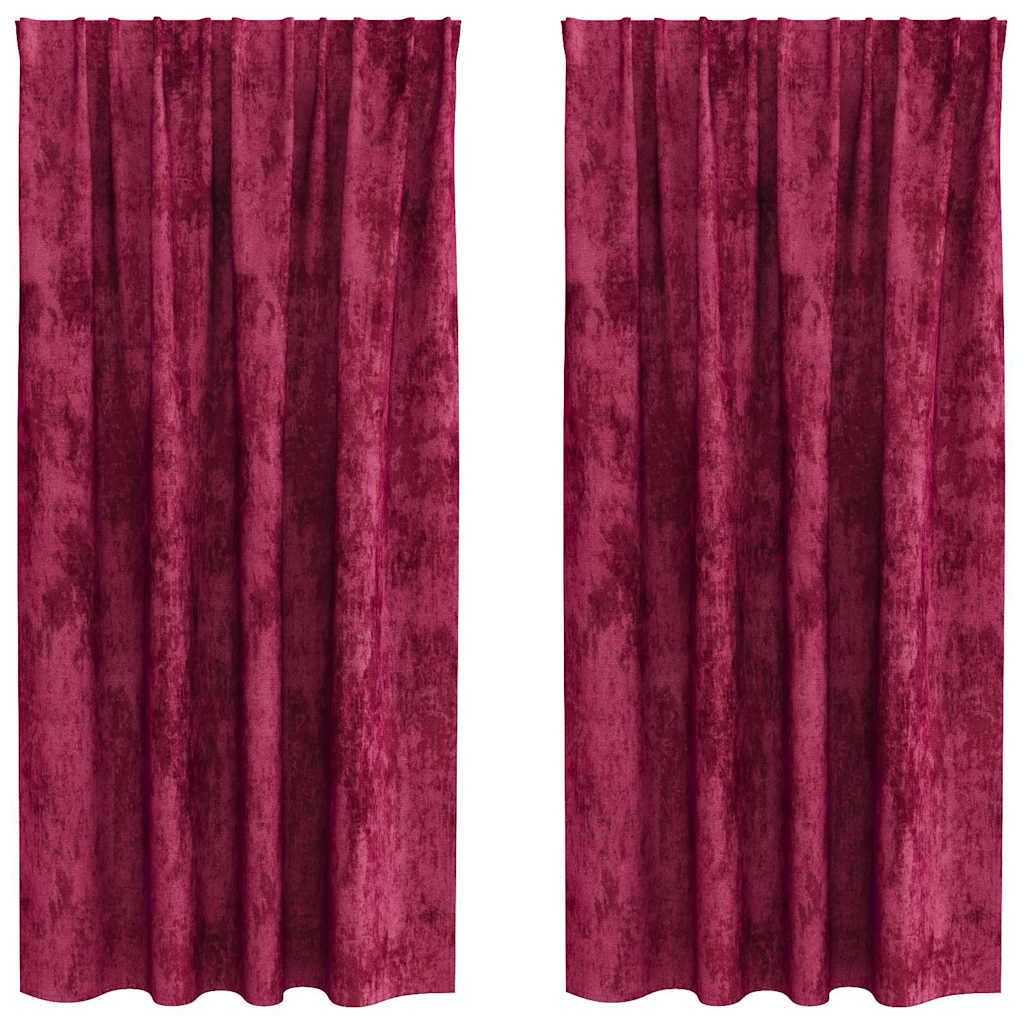 vidaXL Zasłony z weluru 2 pcs czerwone wino 175 x 140 cm Aksamit