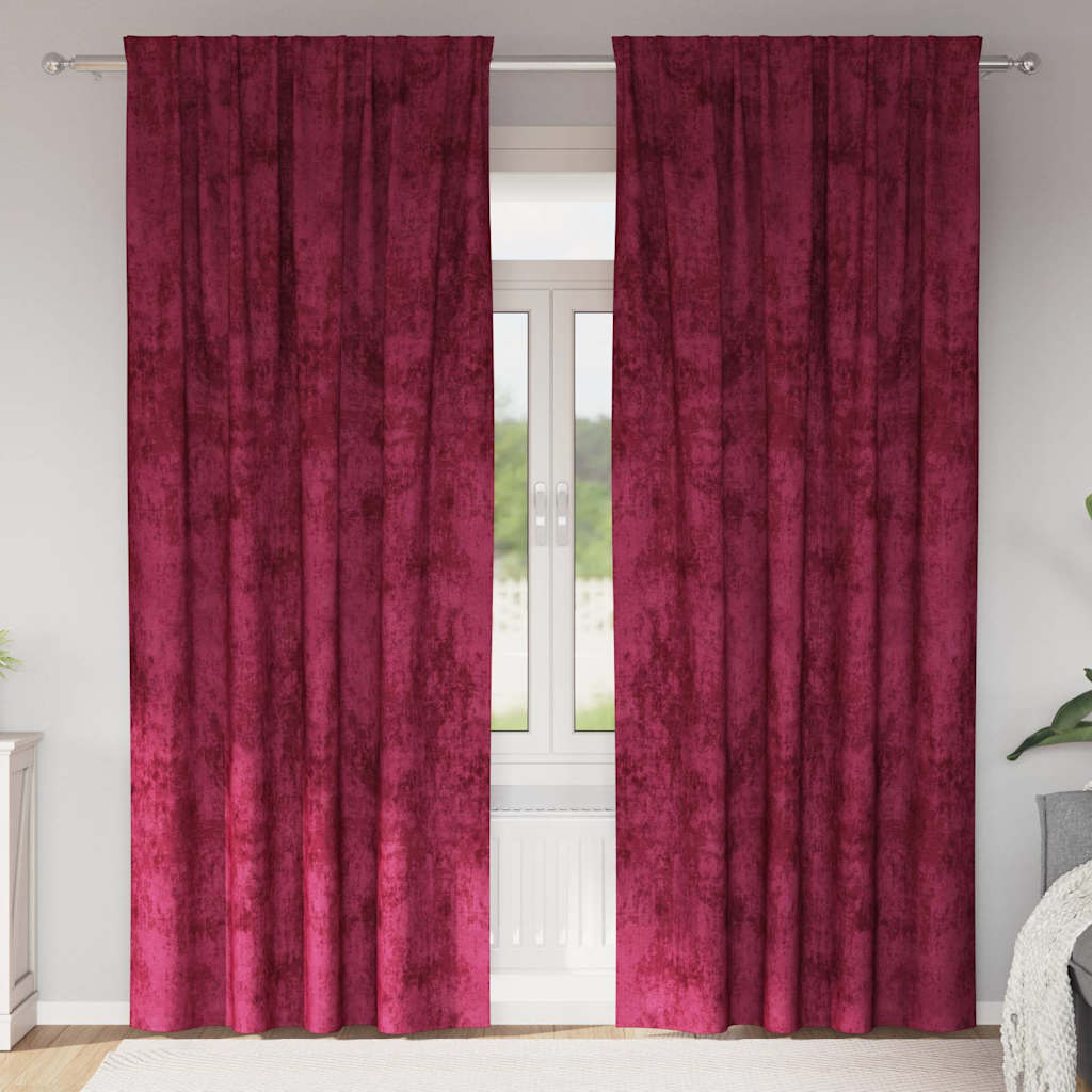 vidaXL Zasłony z weluru 2 pcs czerwone wino 225 x 140 cm Aksamit