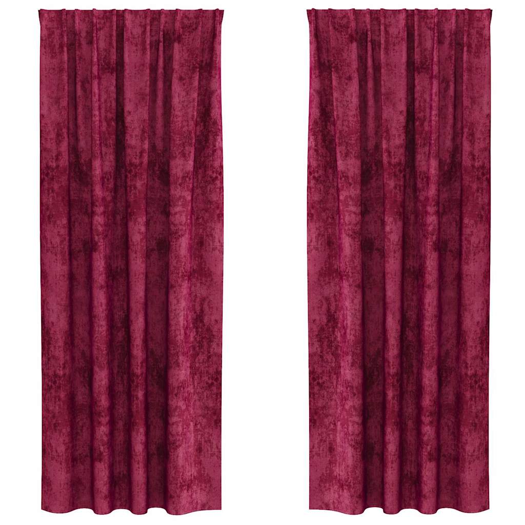vidaXL Zasłony z weluru 2 pcs Czerwone wino 260 x 140 cm Aksamit