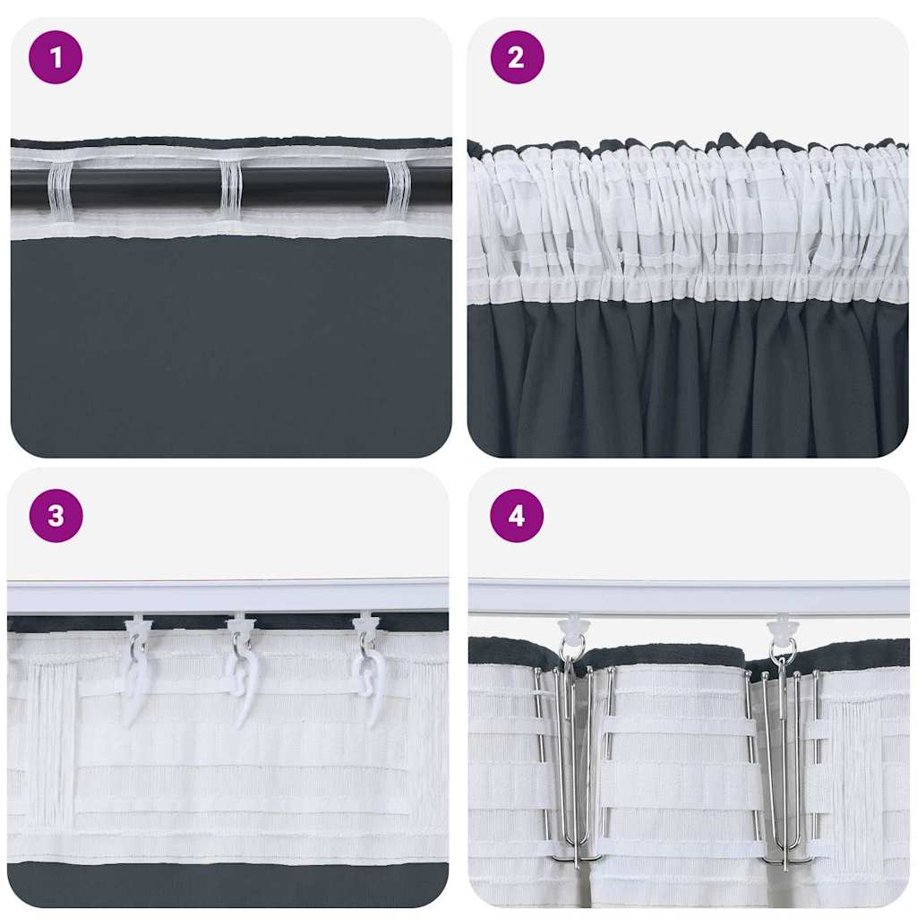 vidaXL Zasłony z weluru 2 pcs Srebrnoszary 245 x 140 cm Aksamit
