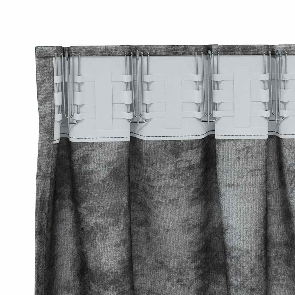 vidaXL Zasłony z weluru z zasłonami 2 pcs Szary 140 x 140 cm Aksamit