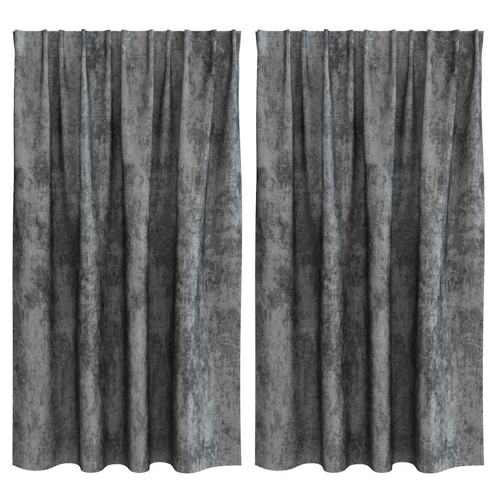 vidaXL Zasłony z weluru z zasłonami 2 pcs Szary 140 x 140 cm Aksamit