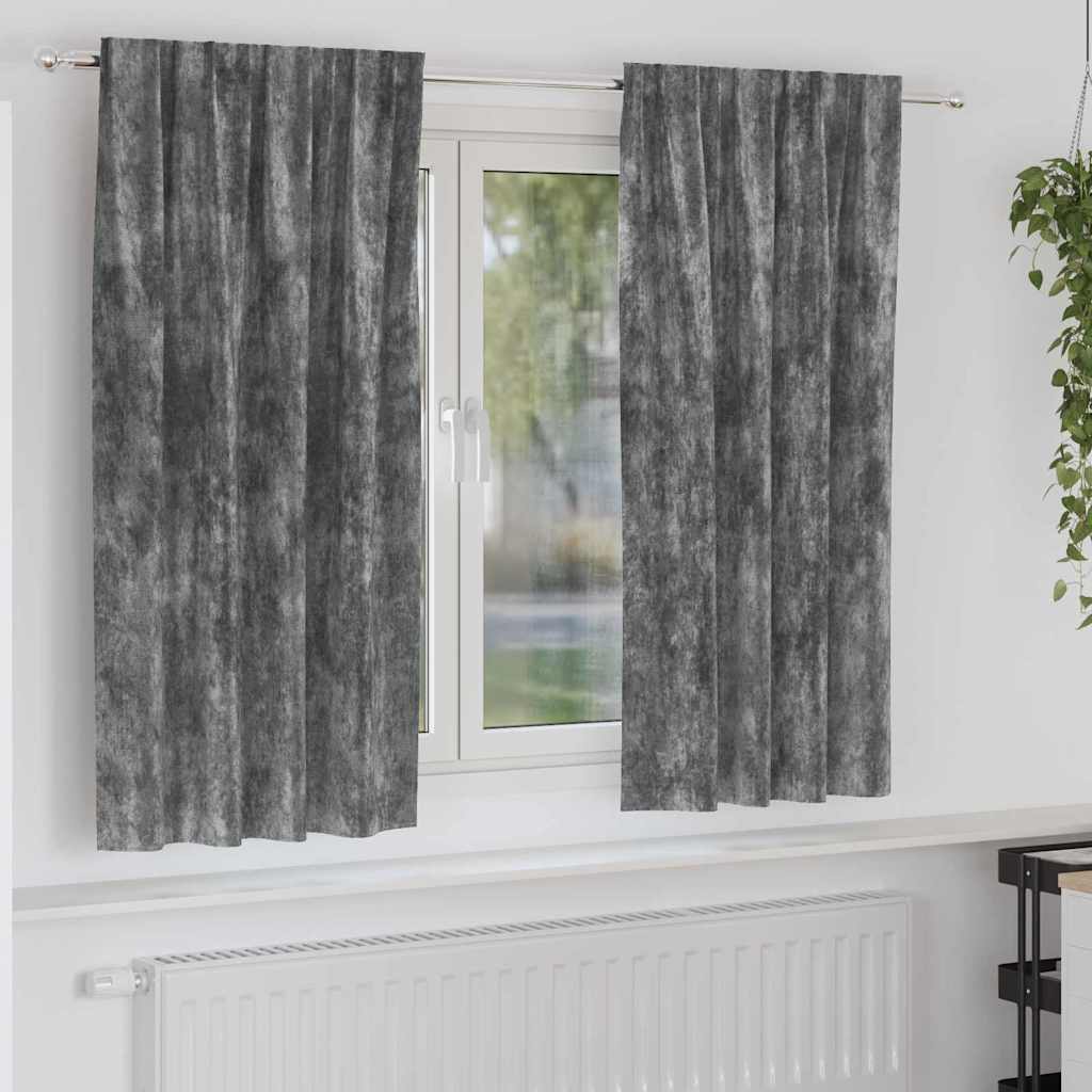 vidaXL Zasłony z weluru z zasłonami 2 pcs Szary 175 x 140 cm Aksamit