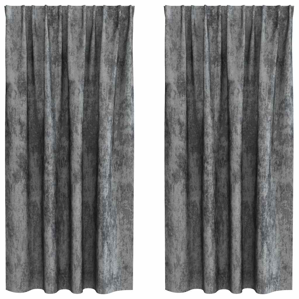 vidaXL Zasłony z weluru z zasłonami 2 pcs Szary 175 x 140 cm Aksamit
