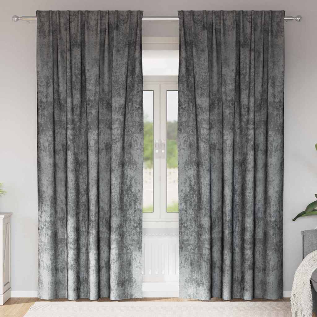 vidaXL Zasłony z weluru z zasłonami 2 pcs Szary 245 x 140 cm Aksamit