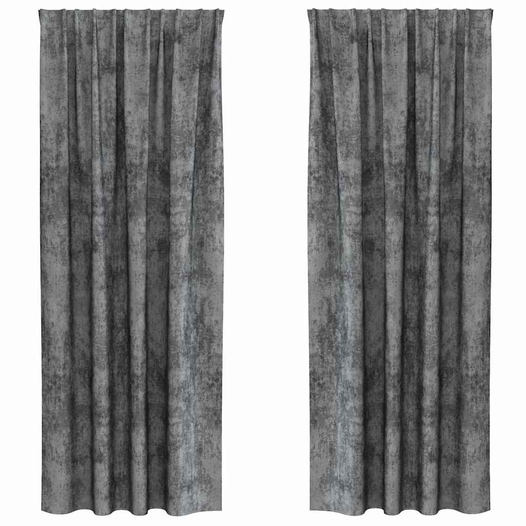 vidaXL Zasłony z weluru z zasłonami 2 pcs Szary 245 x 140 cm Aksamit