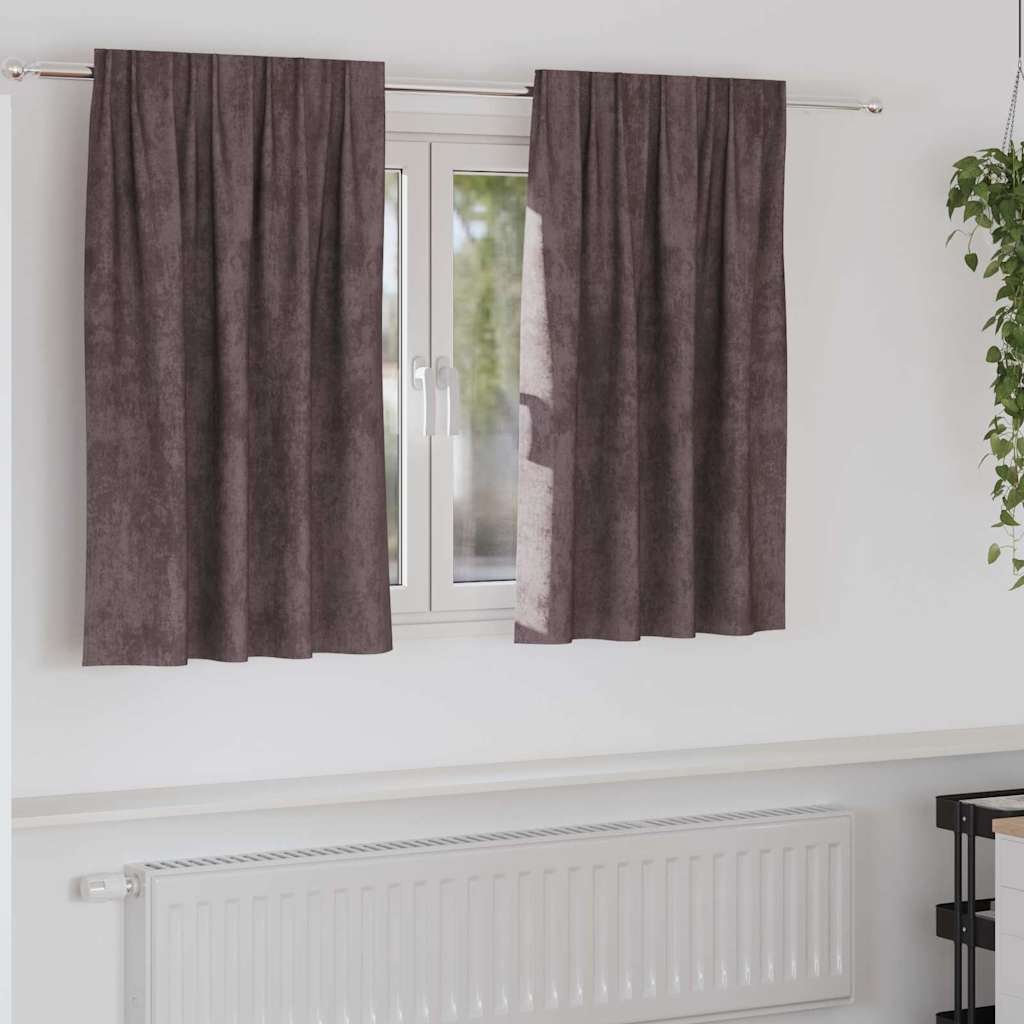vidaXL Zasłony z weluru z zasłonami 2 pcs Brązowy 140 x 140 cm Aksamit
