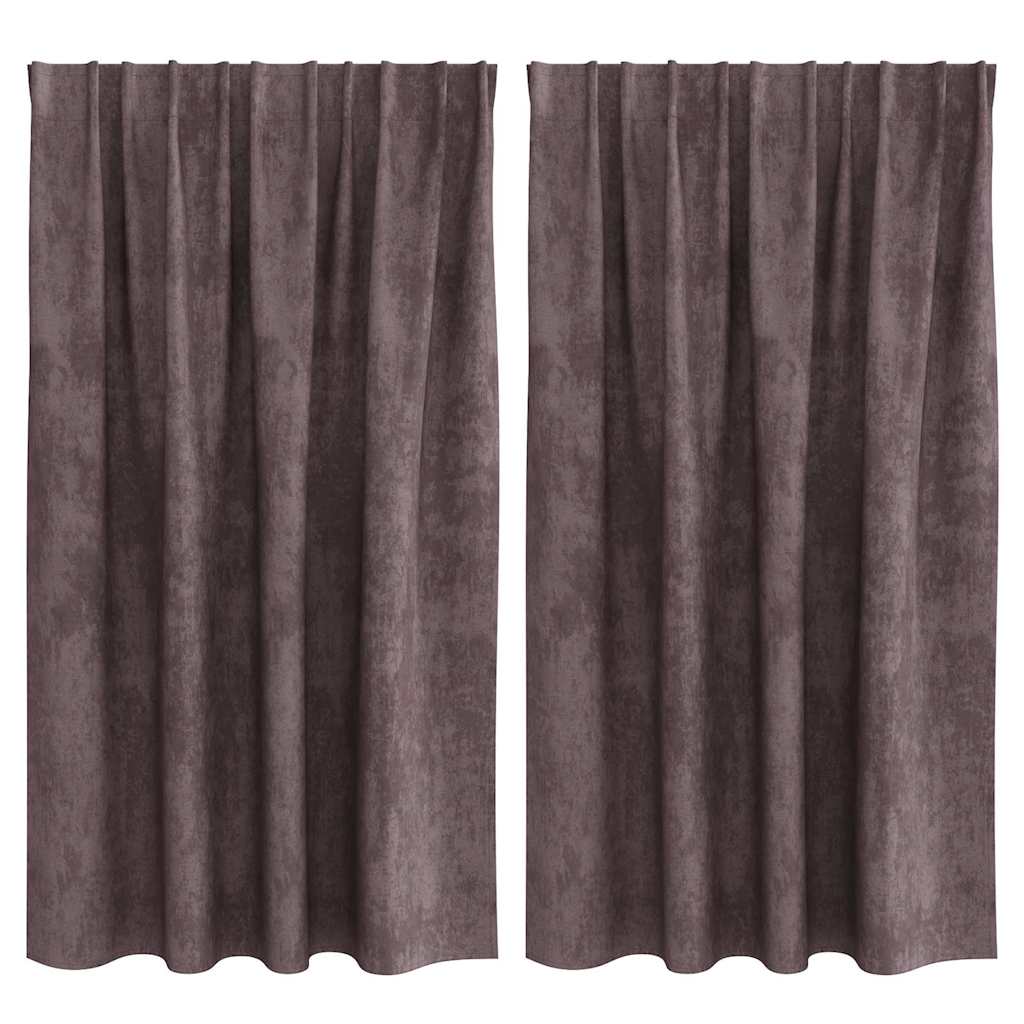 vidaXL Zasłony z weluru z zasłonami 2 pcs Brązowy 140 x 140 cm Aksamit