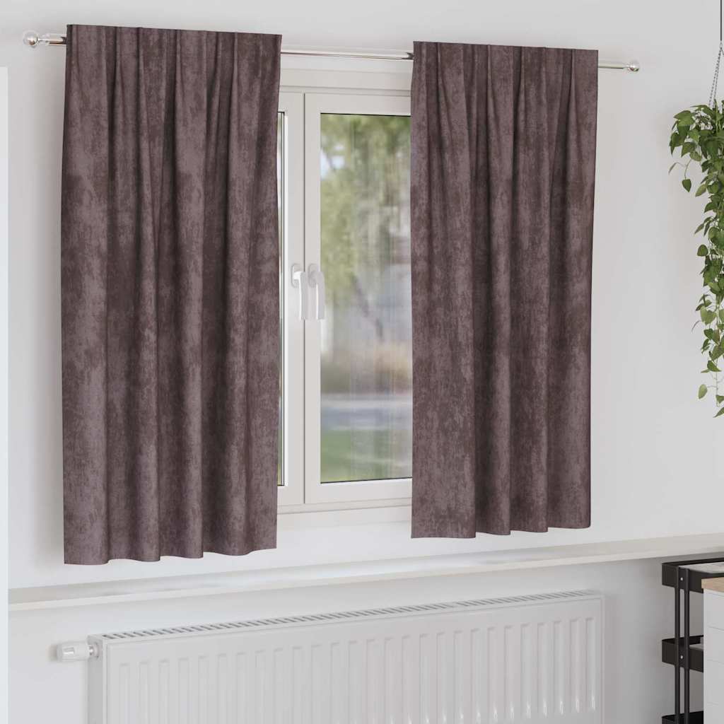 vidaXL Zasłony z weluru z zasłonami 2 pcs Brązowy 175 x 140 cm Aksamit
