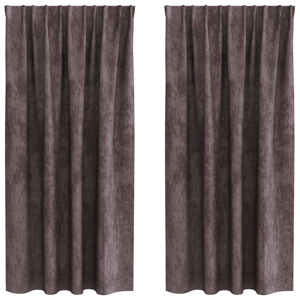 vidaXL Zasłony z weluru z zasłonami 2 pcs Brązowy 175 x 140 cm Aksamit