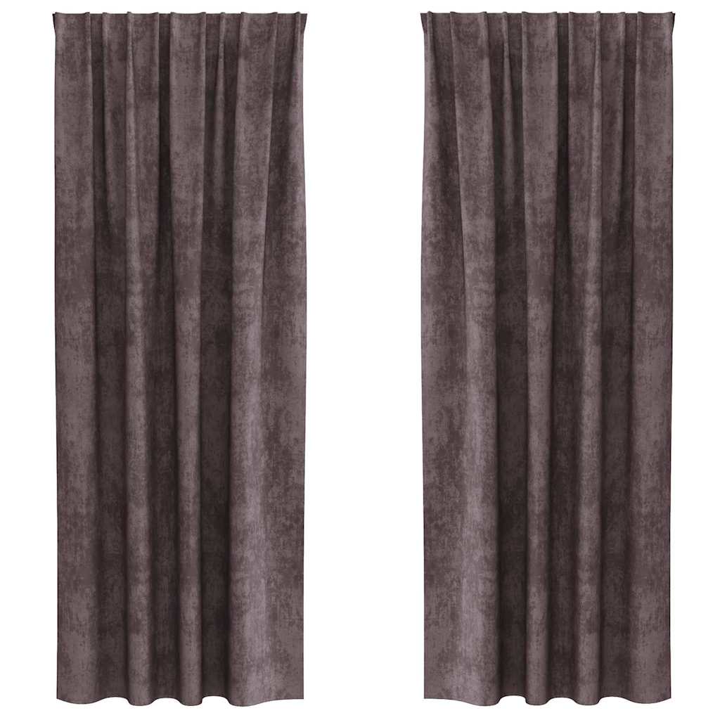 vidaXL Zasłony z weluru z zasłonami 2 pcs Brązowy 225 x 140 cm Aksamit