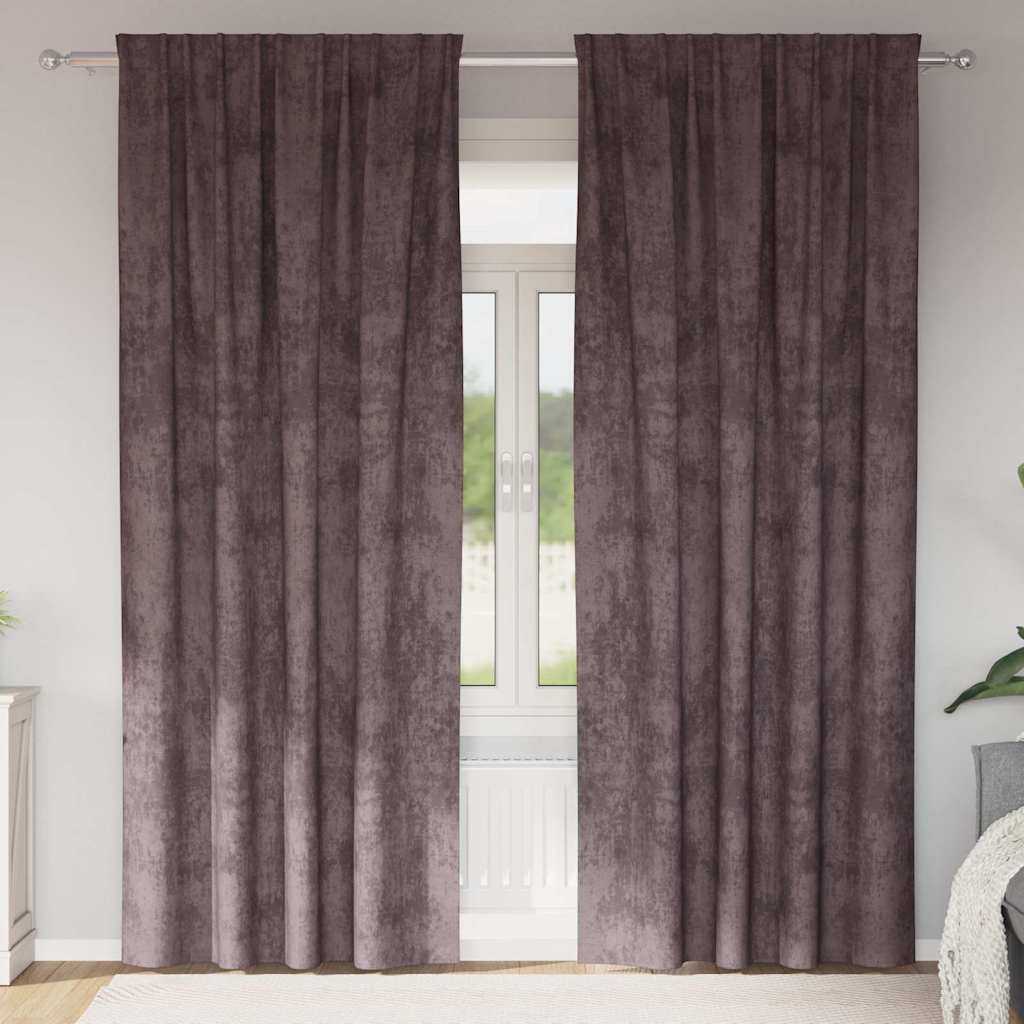 vidaXL Zasłony z weluru z zasłonami 2 pcs Brązowy 245 x 140 cm Aksamit