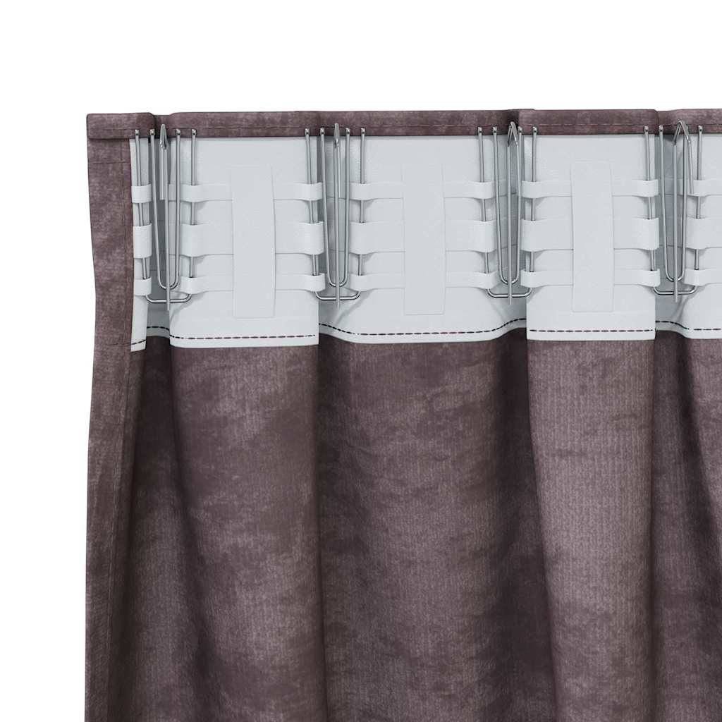 vidaXL Zasłony z weluru z zasłonami 2 pcs Brązowy 260 x 140 cm Aksamit