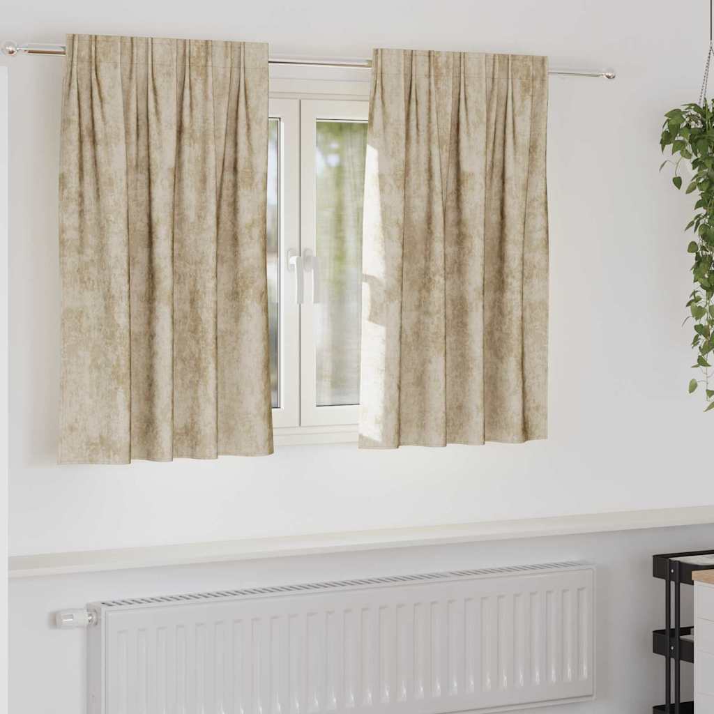 vidaXL Zasłony z weluru z zasłonami 2 pcs Kremowy 140 x 140 cm Aksamit