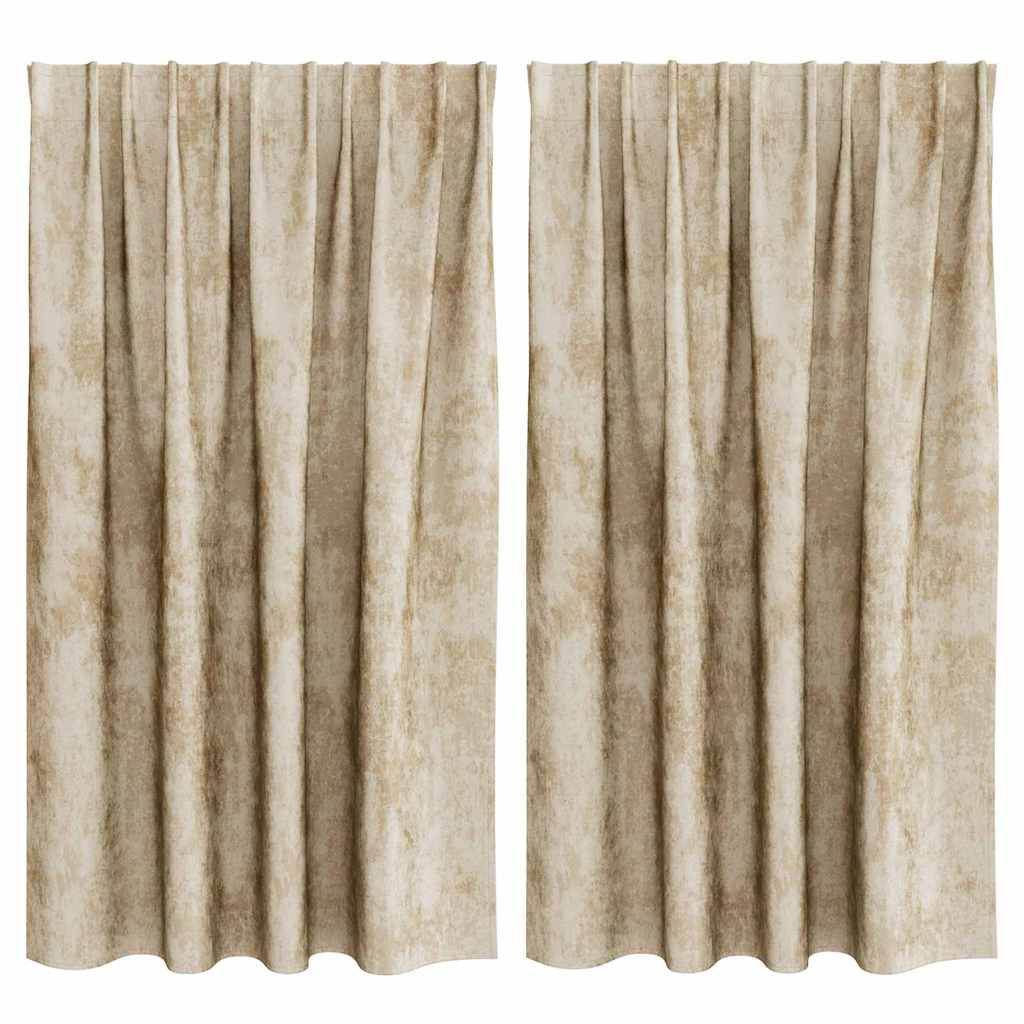 vidaXL Zasłony z weluru z zasłonami 2 pcs Kremowy 140 x 140 cm Aksamit