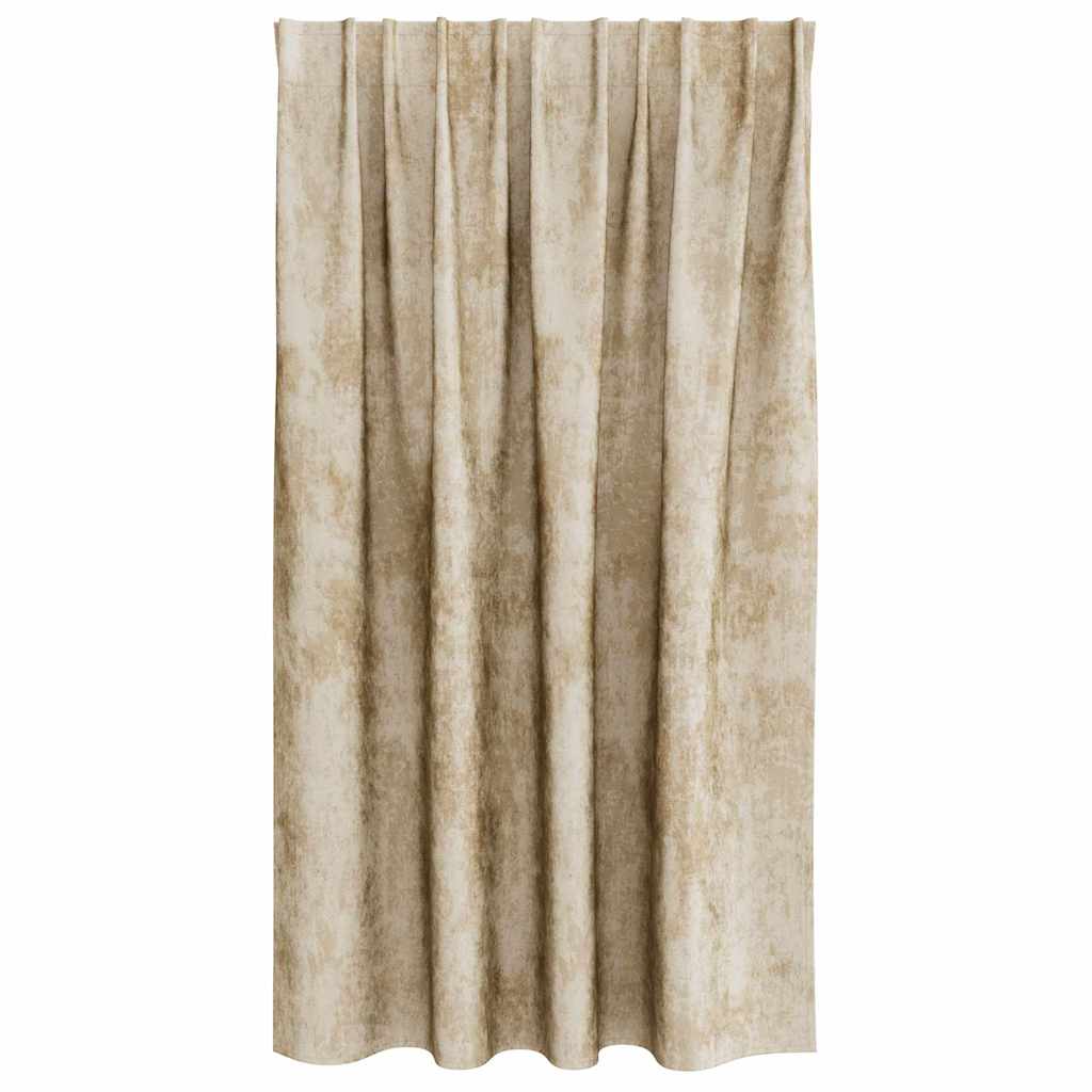 vidaXL Zasłony z weluru z zasłonami 2 pcs Kremowy 140 x 140 cm Aksamit