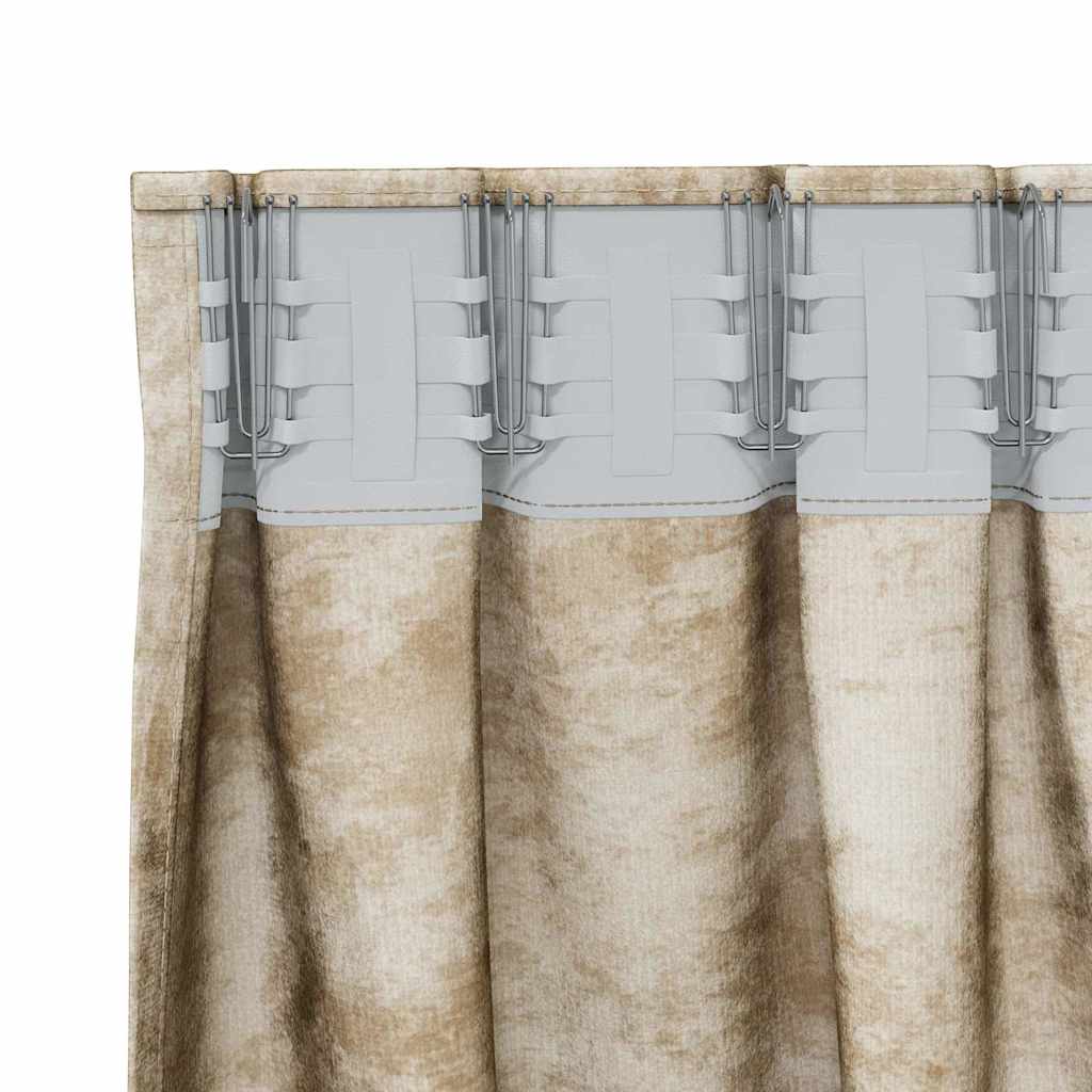 vidaXL Zasłony z weluru z zasłonami 2 pcs Kremowy 225 x 140 cm Aksamit