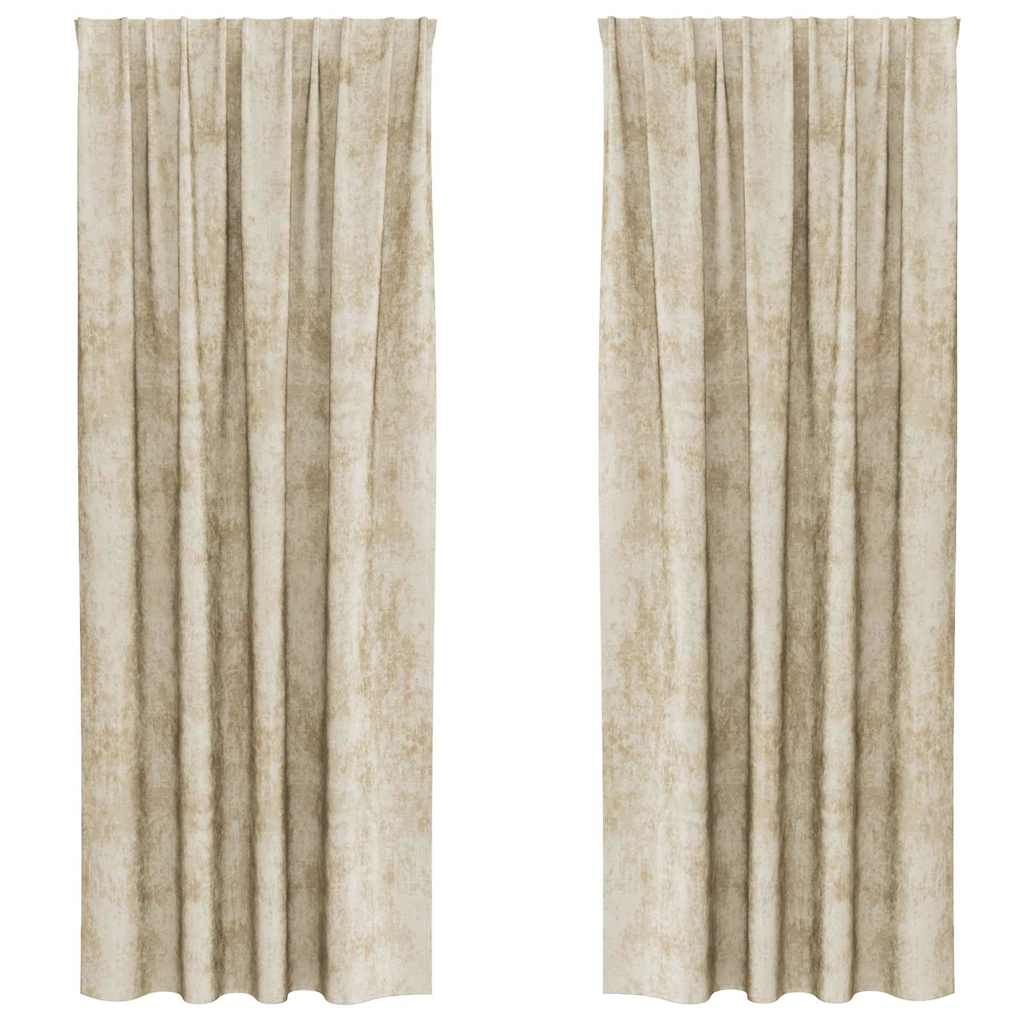 vidaXL Zasłony z weluru z zasłonami 2 pcs Kremowy 260 x 140 cm Aksamit