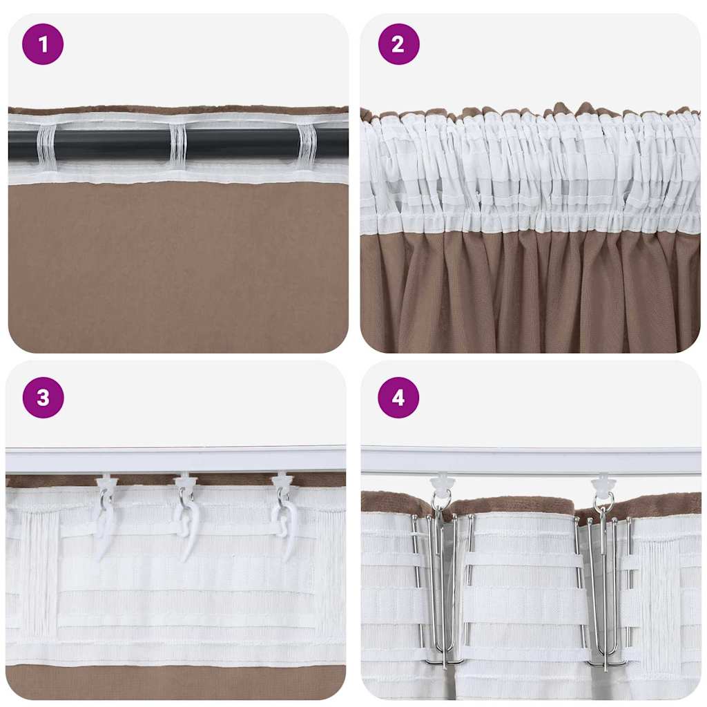 vidaXL Zasłony z weluru 2 pcs Cappuccino 175 x 140 cm Aksamit