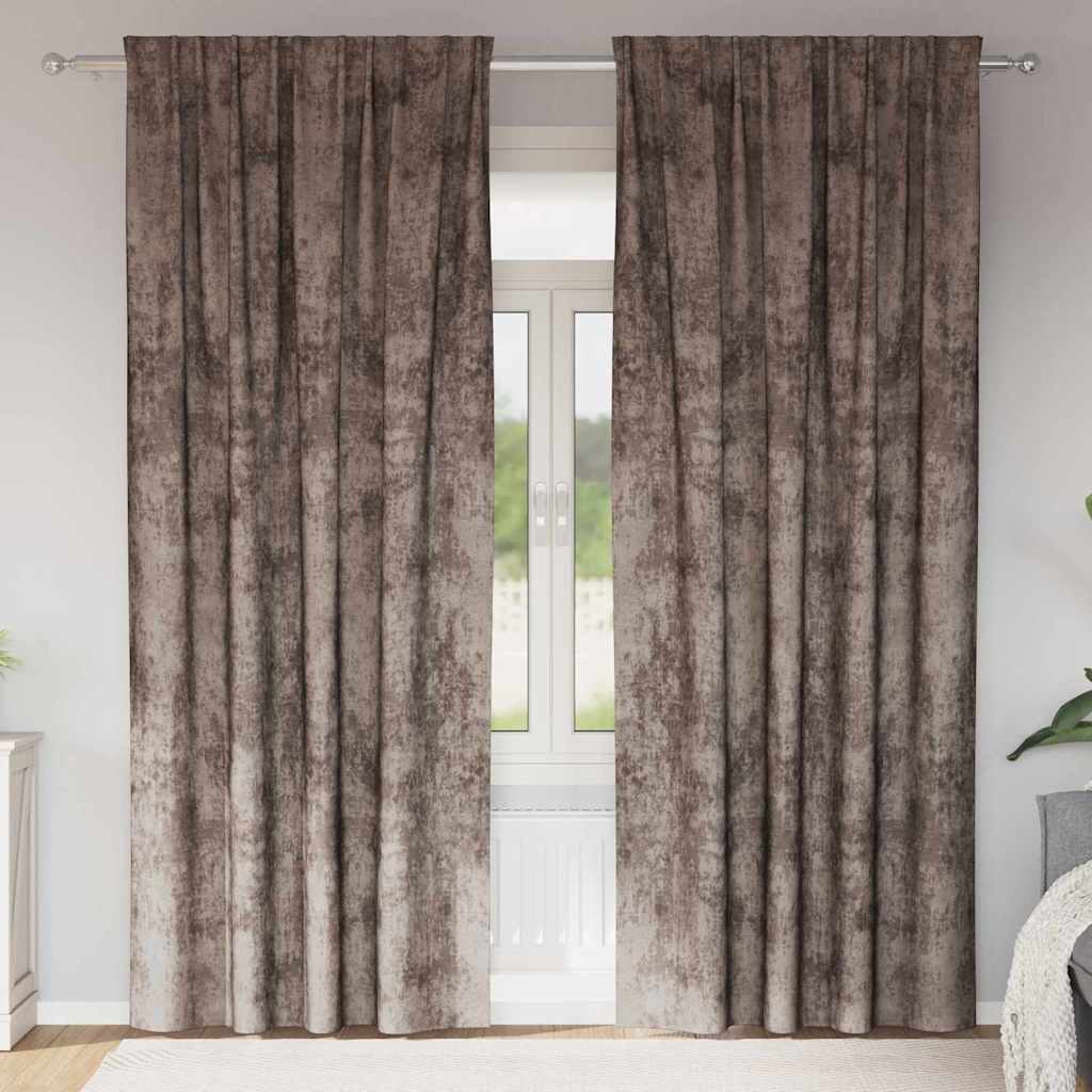 vidaXL Zasłony z weluru 2 pcs Cappuccino 225 x 140 cm Aksamit