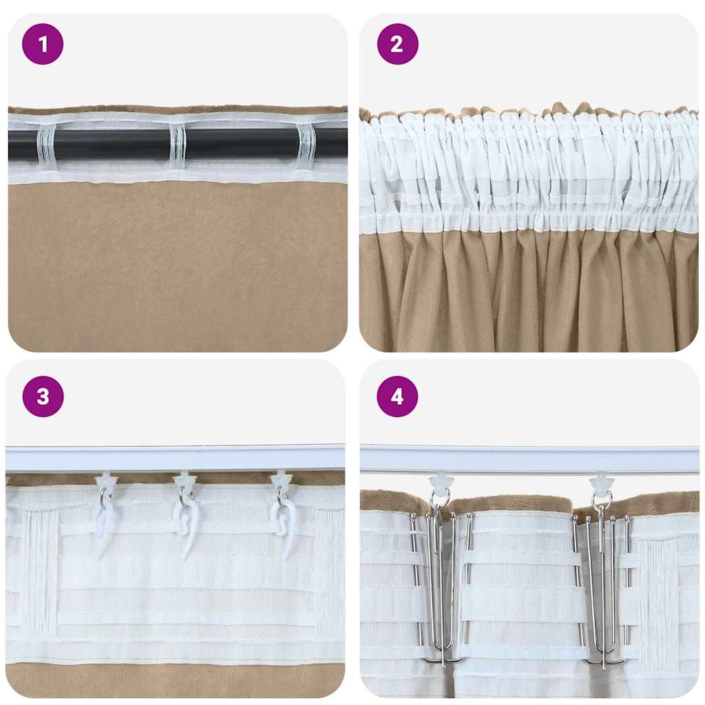 vidaXL Zasłony z weluru 2 pcs szampański 175 x 140 cm Aksamit