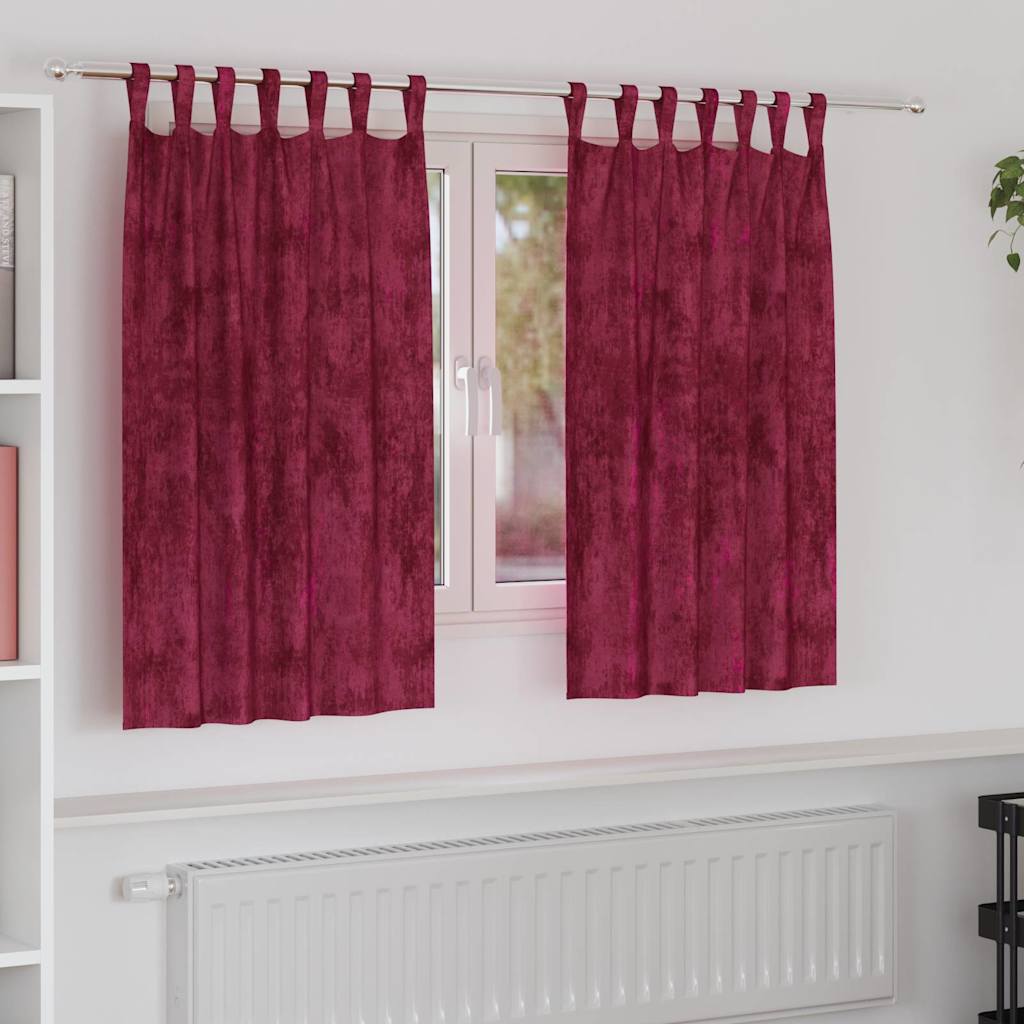 vidaXL Zasłony z weluru 2 pcs Czerwone wino 140 x 140 cm Aksamit