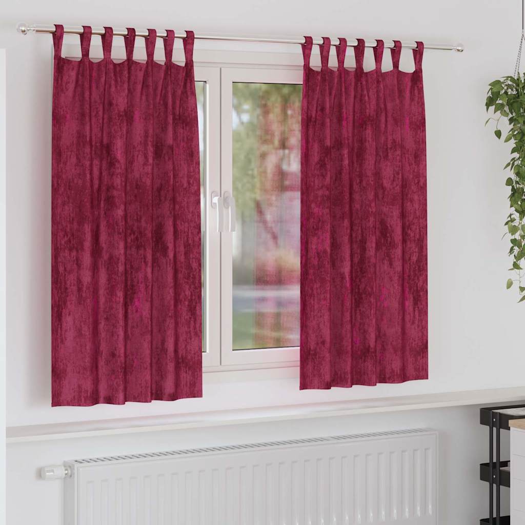 vidaXL Zasłony z weluru 2 pcs czerwone wino 175 x 140 cm Aksamit