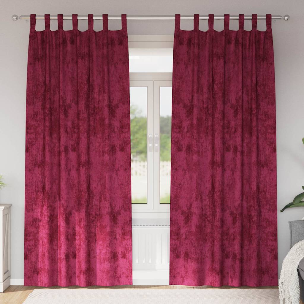 vidaXL Zasłony z weluru 2 pcs czerwone wino 260 x 140 cm Aksamit