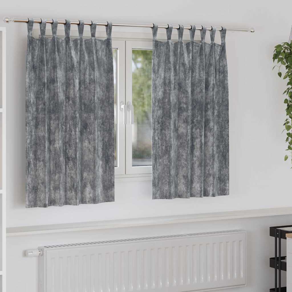 vidaXL Zasłony z weluru z zasłonami 2 pcs Szary 140 x 140 cm Aksamit