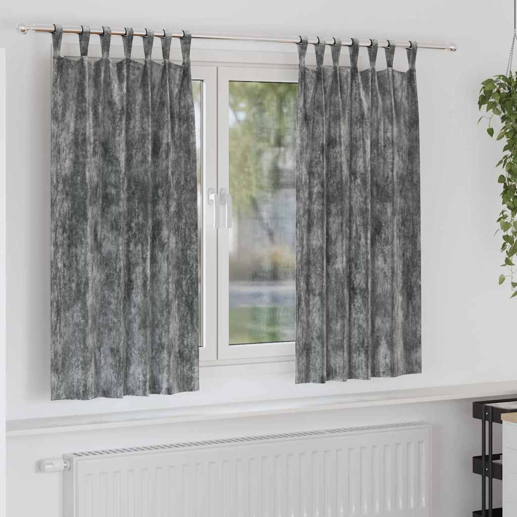 vidaXL Zasłony z weluru z zasłonami 2 pcs Szary 175 x 140 cm Aksamit