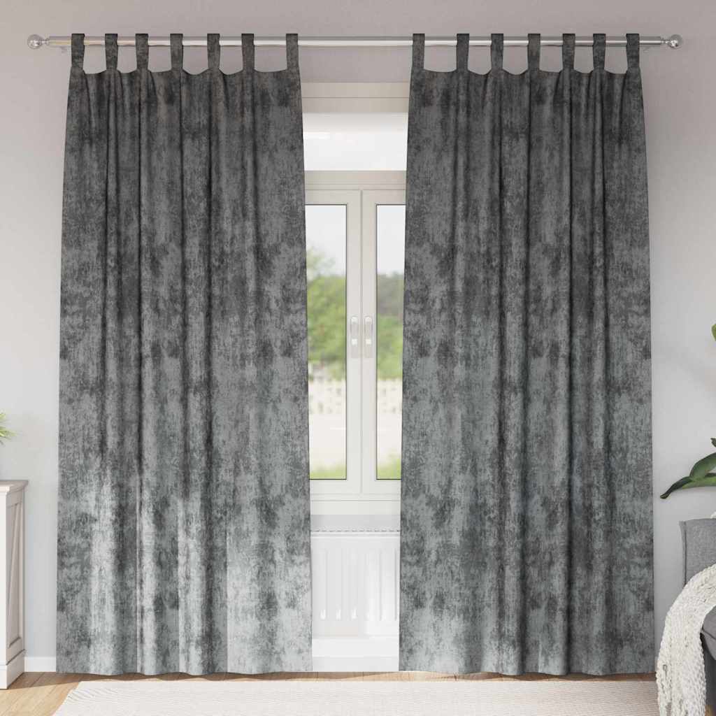 vidaXL Zasłony z weluru z zasłonami 2 pcs Szary 225 x 140 cm Aksamit