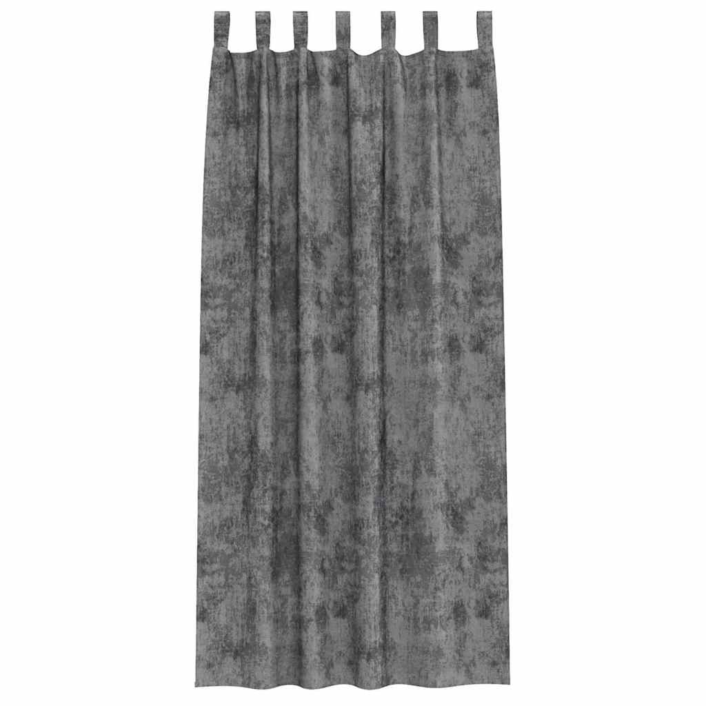vidaXL Zasłony z weluru z zasłonami 2 pcs Szary 225 x 140 cm Aksamit
