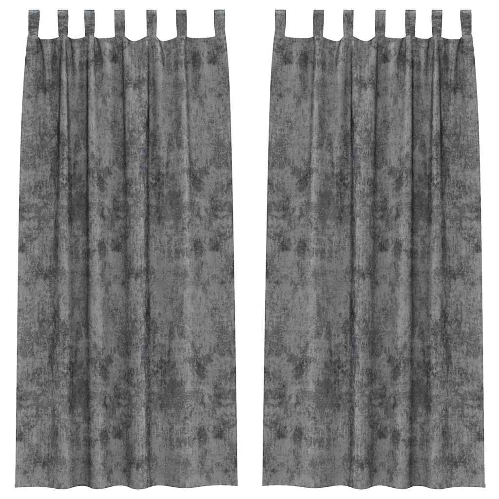 vidaXL Zasłony z weluru z zasłonami 2 pcs Szary 260 x 140 cm Aksamit
