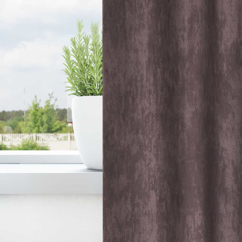 vidaXL Zasłony z weluru z zasłonami 2 pcs Brązowy 140 x 140 cm Aksamit