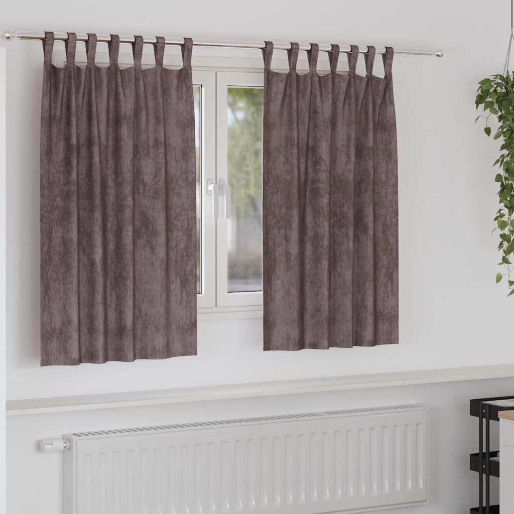 vidaXL Zasłony z weluru z zasłonami 2 pcs Brązowy 140 x 140 cm Aksamit