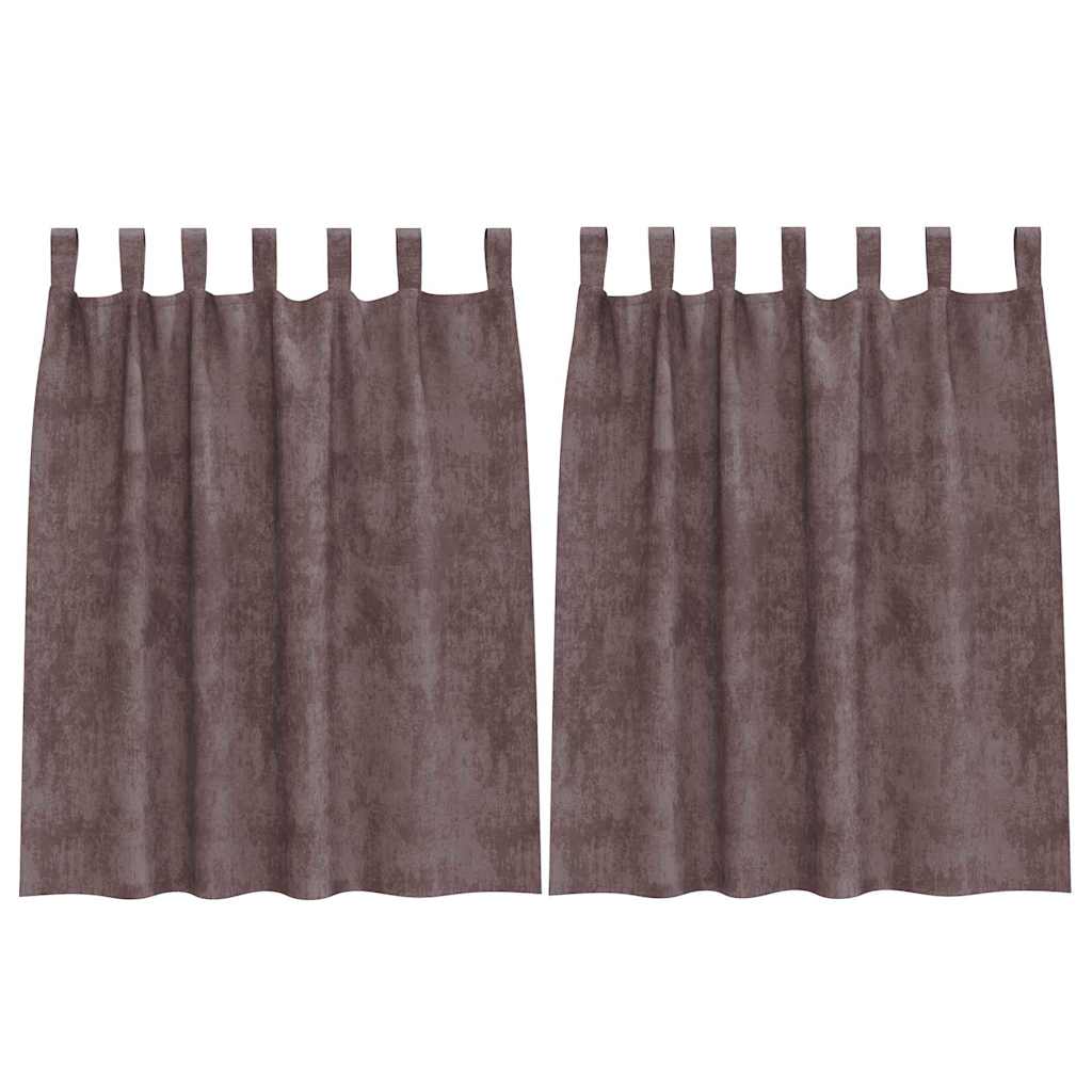 vidaXL Zasłony z weluru z zasłonami 2 pcs Brązowy 140 x 140 cm Aksamit