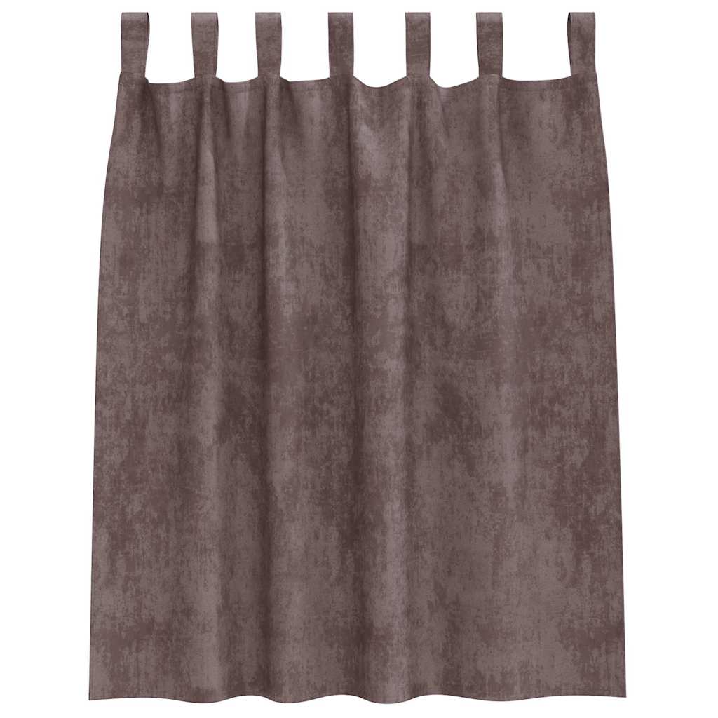 vidaXL Zasłony z weluru z zasłonami 2 pcs Brązowy 140 x 140 cm Aksamit
