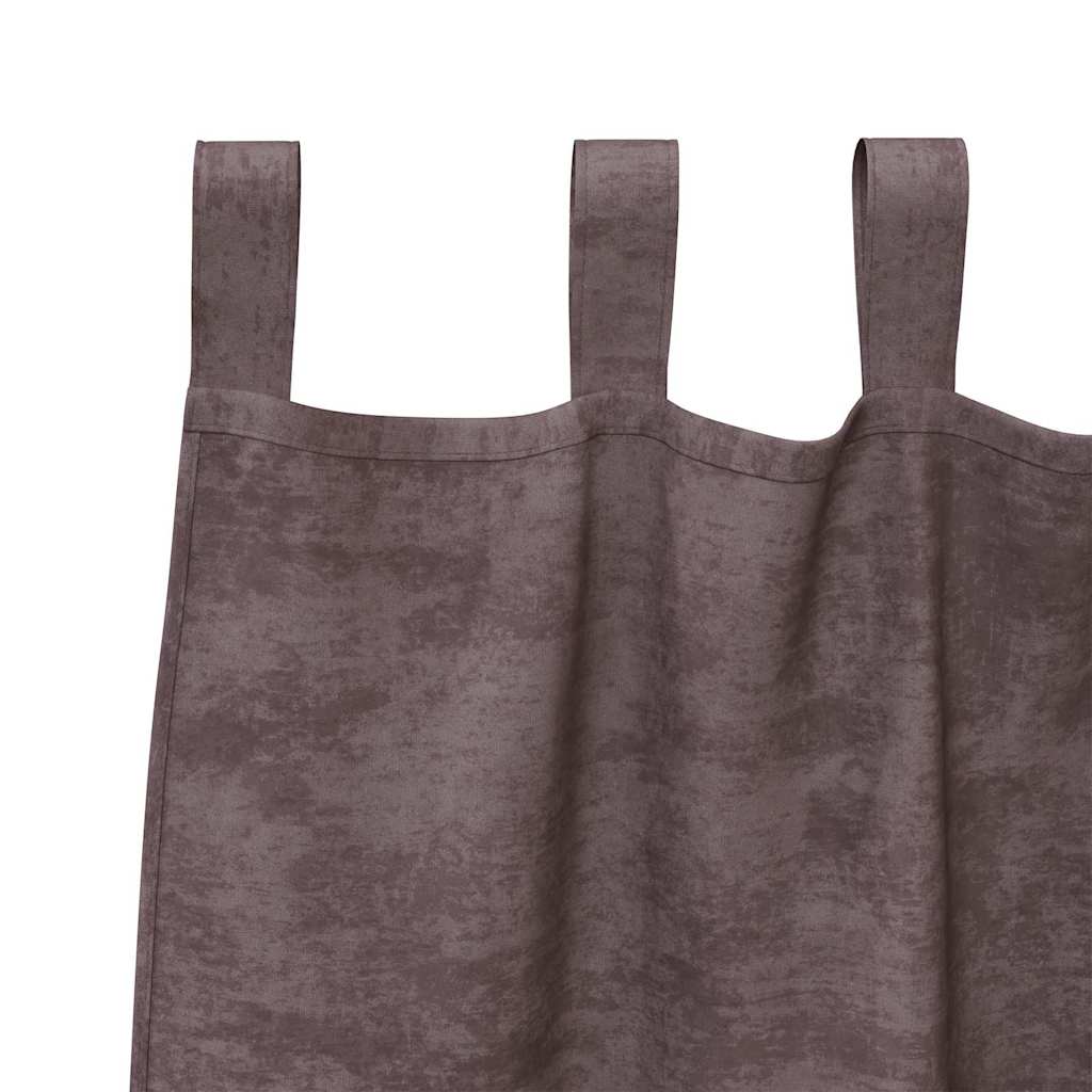vidaXL Zasłony z weluru z zasłonami 2 pcs Brązowy 175 x 140 cm Aksamit
