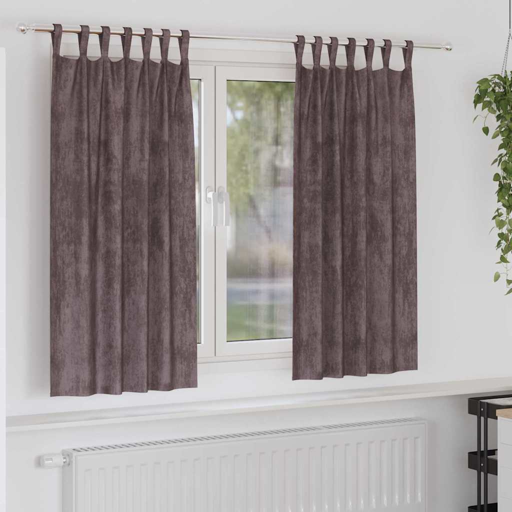 vidaXL Zasłony z weluru z zasłonami 2 pcs Brązowy 175 x 140 cm Aksamit