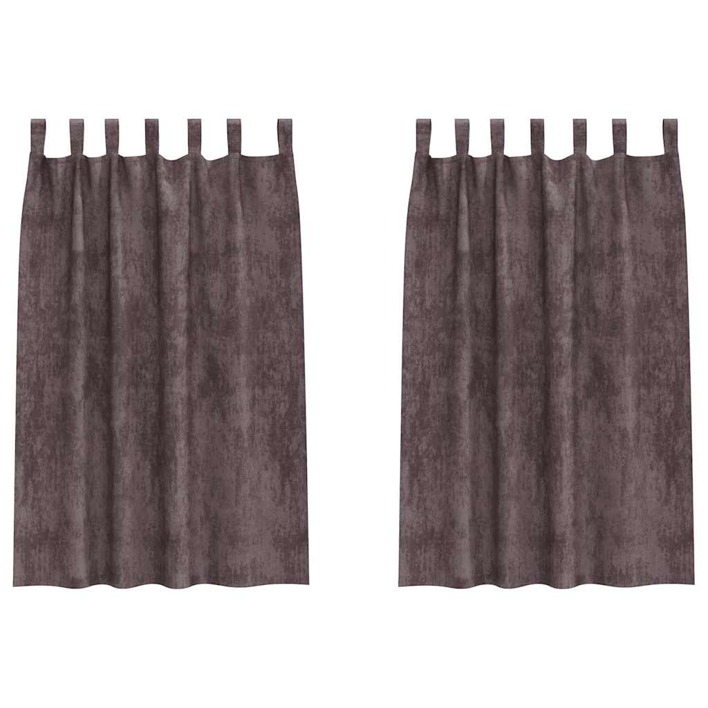 vidaXL Zasłony z weluru z zasłonami 2 pcs Brązowy 175 x 140 cm Aksamit