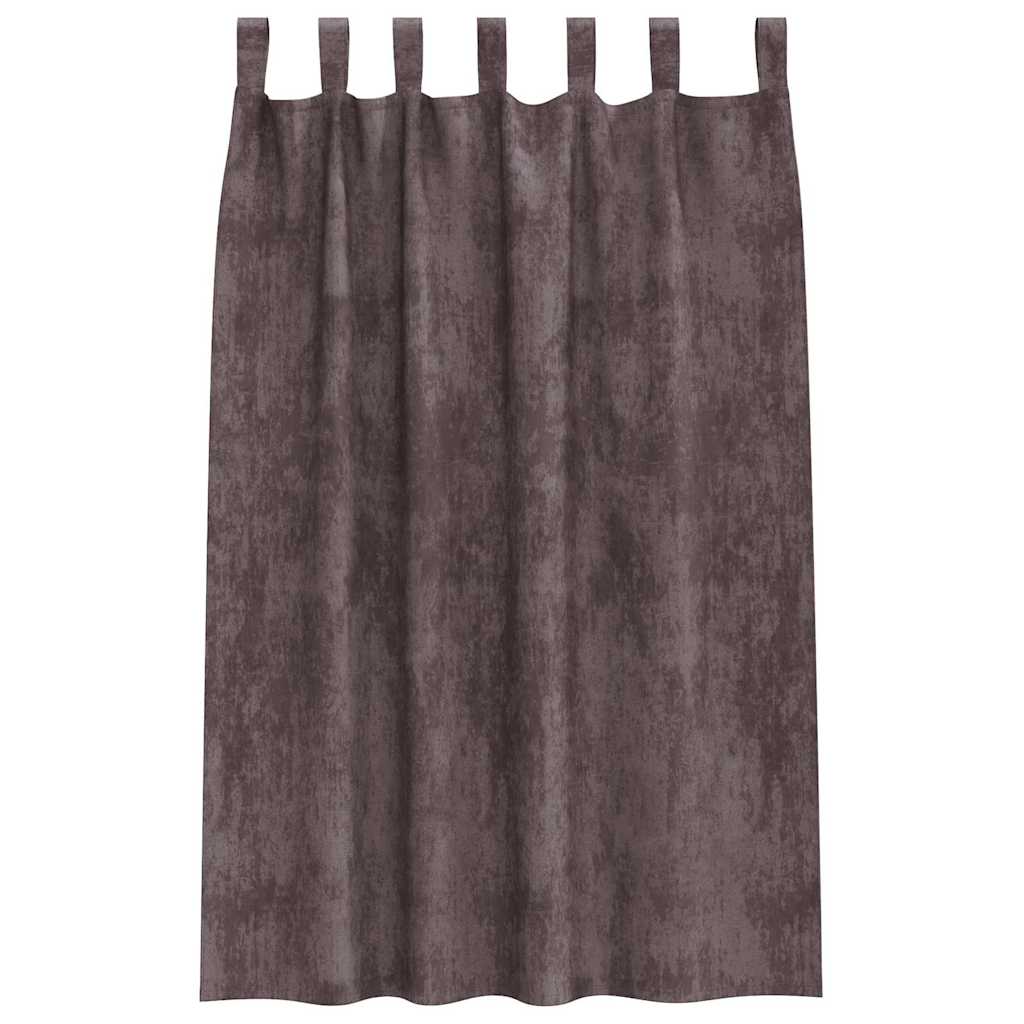 vidaXL Zasłony z weluru z zasłonami 2 pcs Brązowy 175 x 140 cm Aksamit