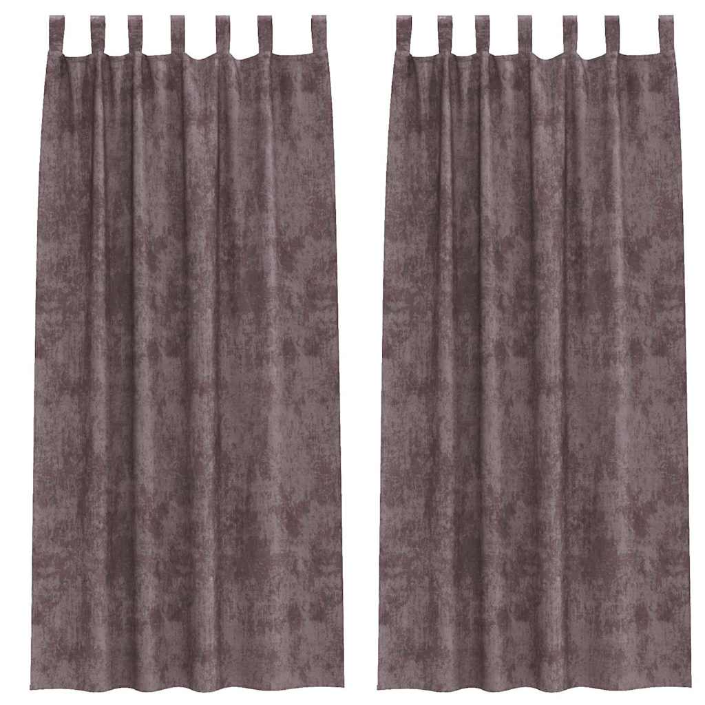 vidaXL Zasłony z weluru z zasłonami 2 pcs Brązowy 225 x 140 cm Aksamit