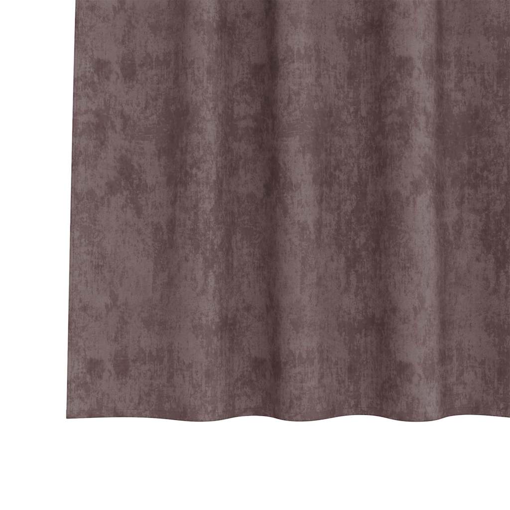 vidaXL Zasłony z weluru z zasłonami 2 pcs Brązowy 245 x 140 cm Aksamit